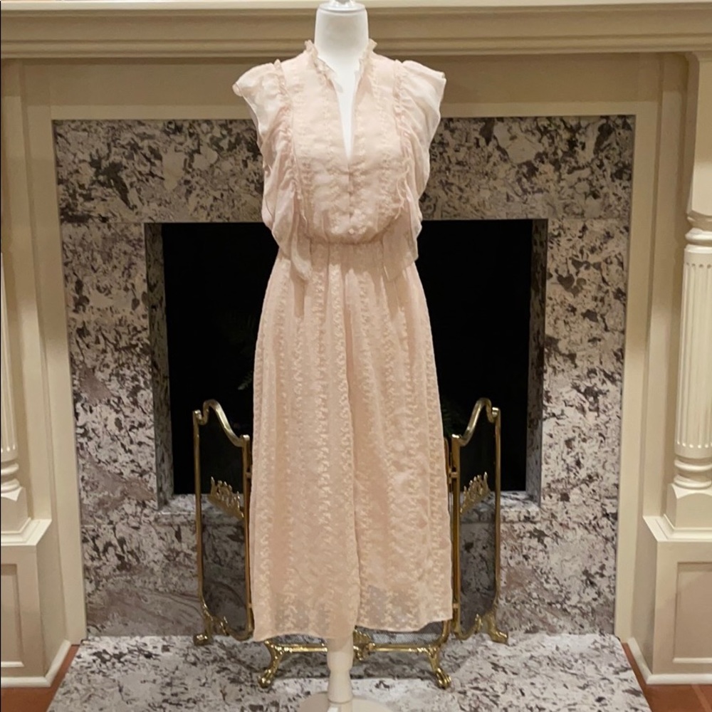 Zara Midi Off-White Lace Dress Size Small